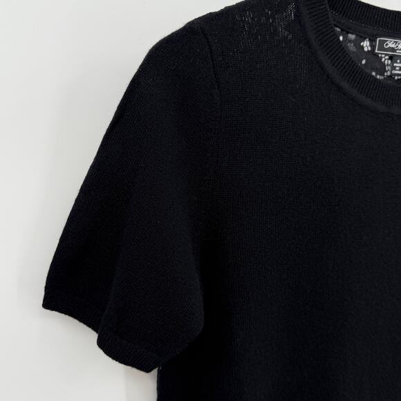 Saks Fifth Avenue Wool Cashmere Blend Lace Back Short Sleeve Sweater Small NWT - Picture 4 of 9